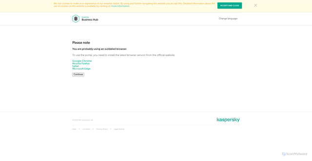 Security scan screenshot of https://cloud.kaspersky.com