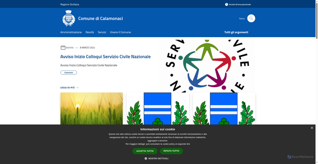 Security scan screenshot of https://www.comune.calamonaci.ag.it/it