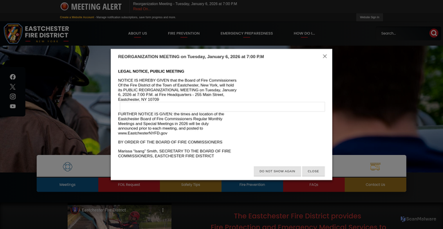 Security scan screenshot of https://eastchesternyfd.gov/