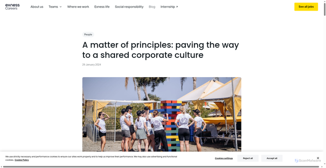 Security scan screenshot of https://exness-careers.com/blog/a-matter-of-principles-paving-the-way-to-a-shared-corporate-culture/