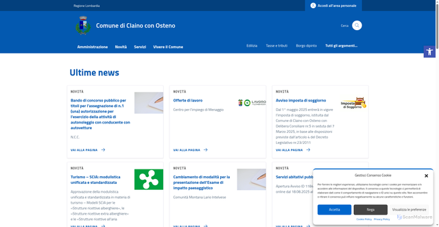 Security scan screenshot of https://comune.clainoconosteno.co.it/