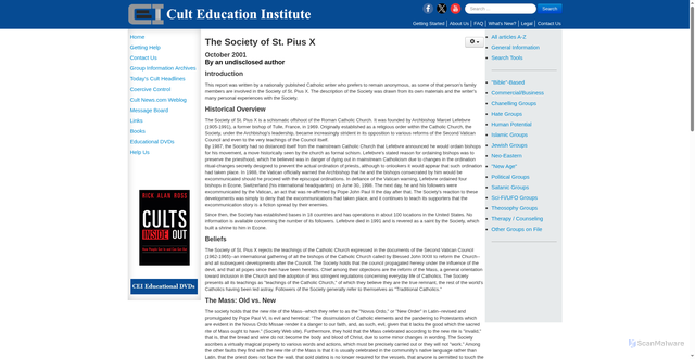Security scan screenshot of https://culteducation.com/group/1166-society-of-st-pius-x/19634-the-society-of-st-pius-x.html