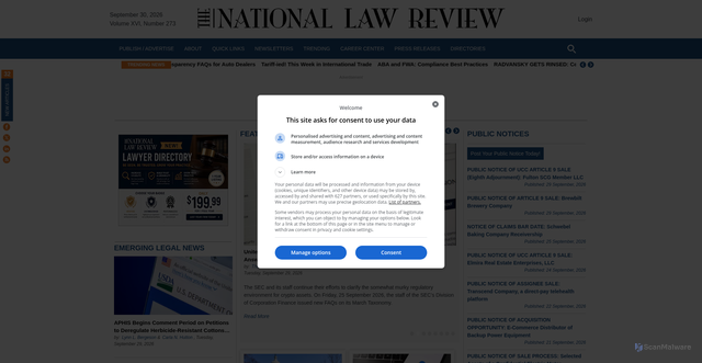Security scan screenshot of https://natlawreview.com