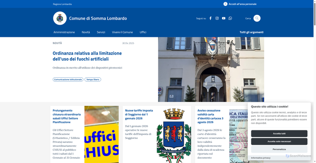 Security scan screenshot of https://comune.sommalombardo.va.it:443/