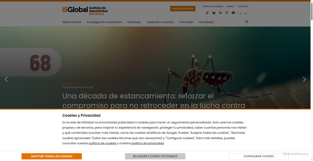 Security scan screenshot of http://www.isglobal.org/