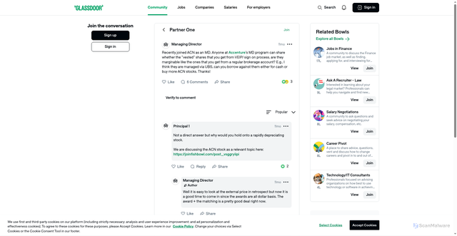 Security scan screenshot of https://www.glassdoor.co.in/Community/partner-one/recently-joined-acn-as-an-md-anyone-at-accentures-md-program-can-share-whether-the-vested-shares-that-you-get-from-veip-sign