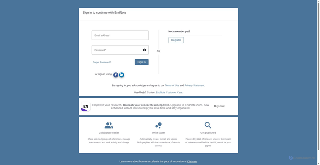 Security scan screenshot of https://myendnoteweb.com