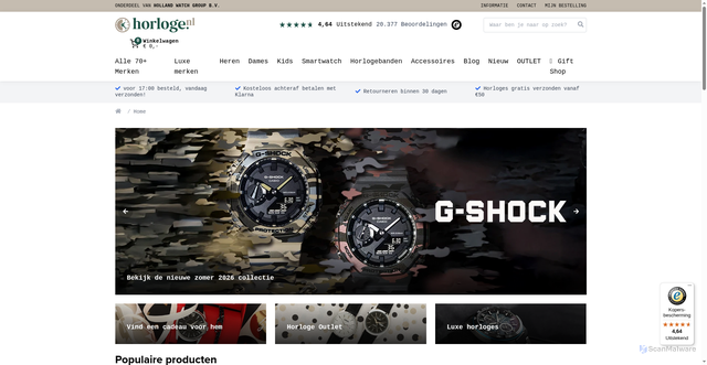 Security scan screenshot of https://horloge.nl