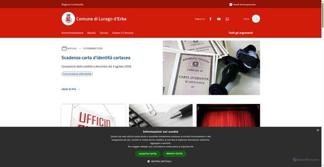 Security scan screenshot of https://www.comune.luragoderba.co.it