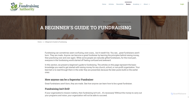 Security scan screenshot of https://thefundraisingauthority.com/fundraising-basics/