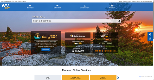 Security scan screenshot of https://www.wv.gov/Pages/default.aspx