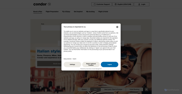 Security scan screenshot of https://www.condor.com/us/