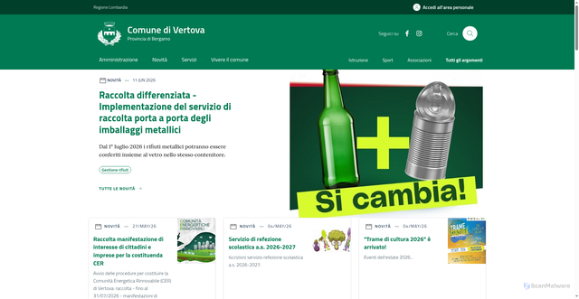 Security scan screenshot of https://www.comune.vertova.bg.it