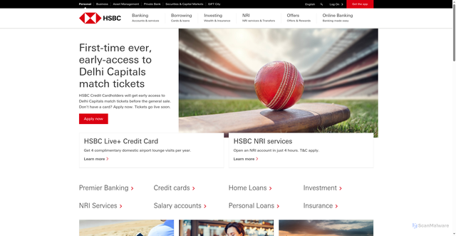 Security scan screenshot of https://www.hsbc.co.in