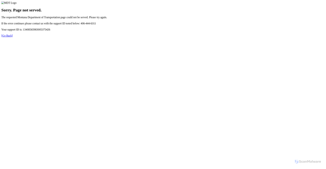 Security scan screenshot of mdt.mt.gov