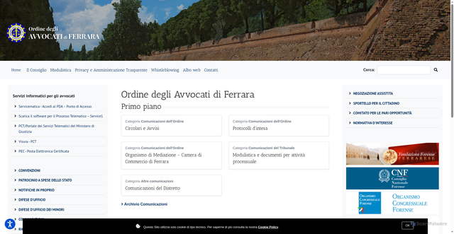 Security scan screenshot of https://www.ordineavvocatiferrara.it/