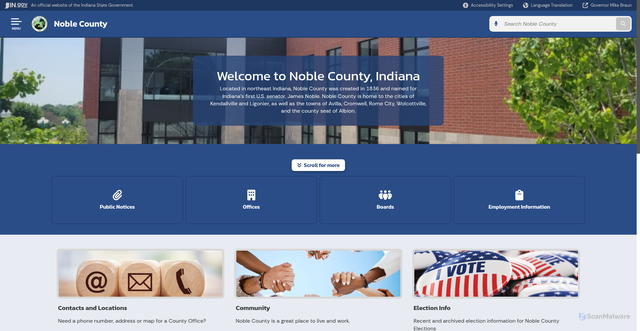 Security scan screenshot of https://www.in.gov/counties/noble/