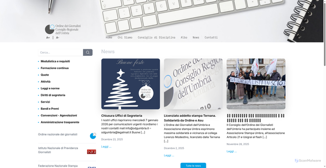 Security scan screenshot of https://odgumbria.it/