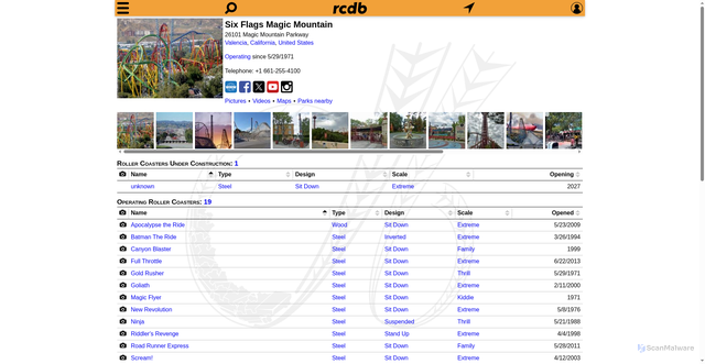 Security scan screenshot of https://rcdb.com/4532.htm