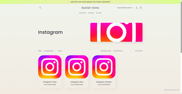 Security scan screenshot of https://social-uviro.com/collections/instagram