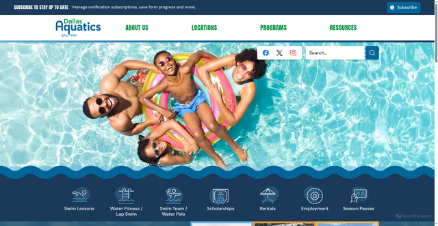 Security scan screenshot of https://dallasaquatics.org/