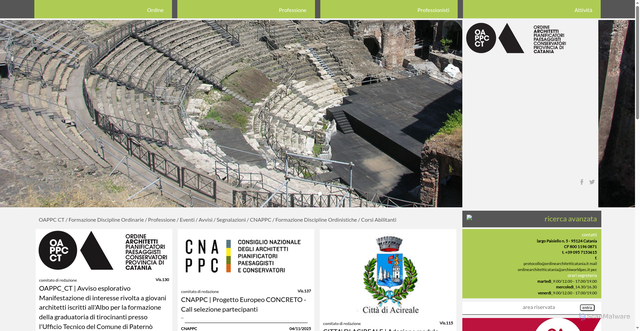 Security scan screenshot of https://www.ordinearchitetticatania.it/