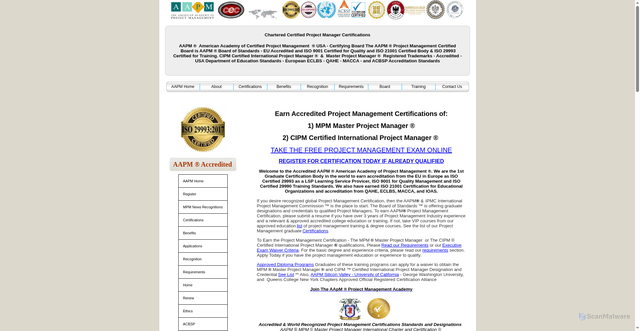 Security scan screenshot of https://www.certifiedprojectmanager.net/