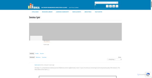 Security scan screenshot of https://bniajfi.org/resources/learning-community/members/siyer/