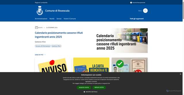Security scan screenshot of https://www.comune.rovescala.pv.it/it