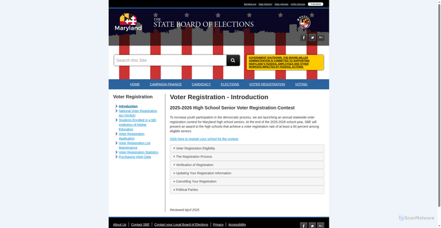 Security scan screenshot of https://elections.maryland.gov/voter_registration/