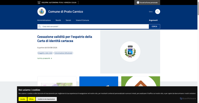 Security scan screenshot of https://www.comune.prato-carnico.ud.it/