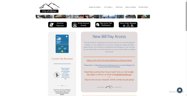 Security scan screenshot of https://albionidaho.gov/
