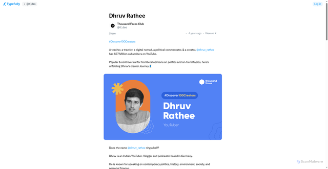 Security scan screenshot of https://typefully.com/tf_dao/dhruv-rathee-65KEXDf