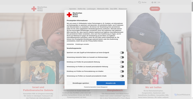 Security scan screenshot of https://www.drk.de/