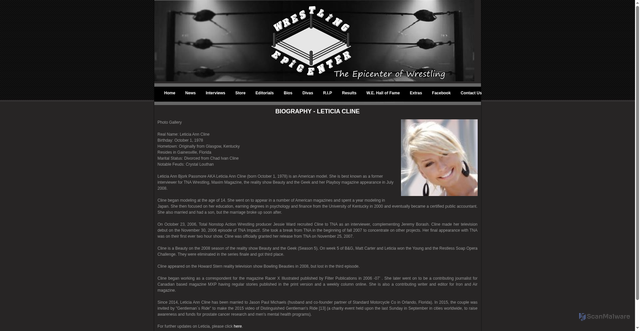 Security scan screenshot of http://wrestlingepicenter.com/Bios/Leticia.html