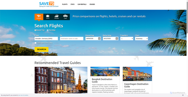 Security scan screenshot of https://save70.com