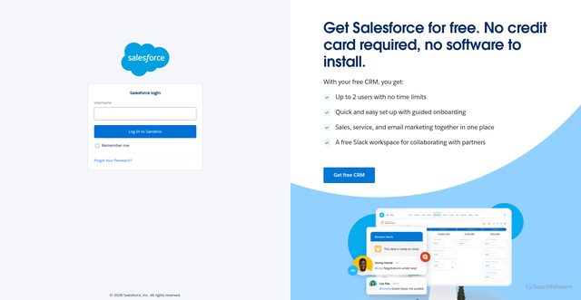 Security scan screenshot of https://tcbcrm--awsconnect.sandbox.my.salesforce.com