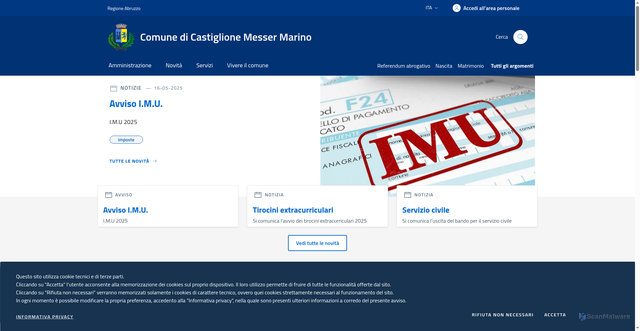 Security scan screenshot of https://www.comune.castiglionemessermarino.ch.it/