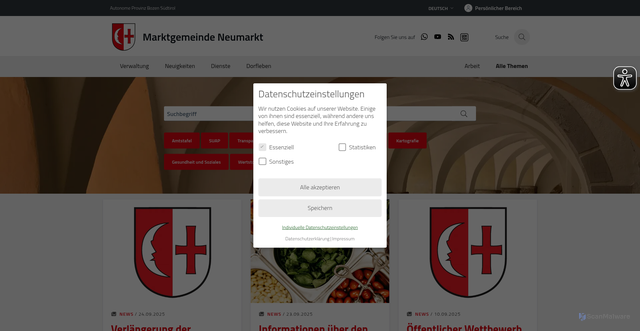 Security scan screenshot of https://www.comune.egna.bz.it/de
