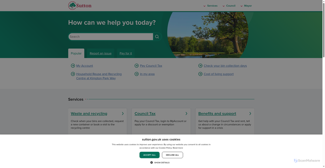 Security scan screenshot of https://www.sutton.gov.uk/