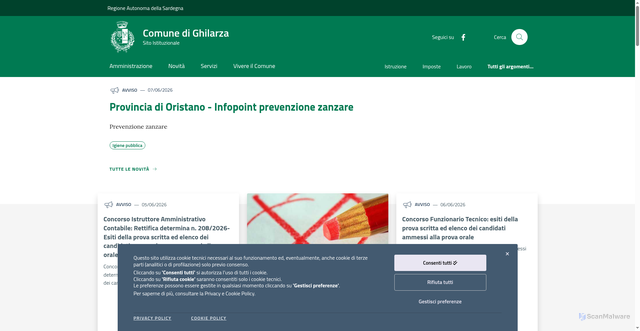 Security scan screenshot of https://www.comune.ghilarza.or.it