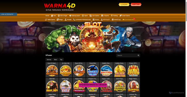 Security scan screenshot of https://apkwarna4d1.xyz/desktop/game/slot/vpower