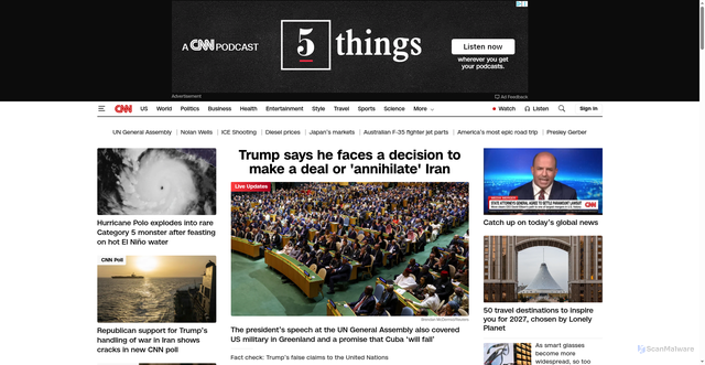 Security scan screenshot of https://www.cnn.com/