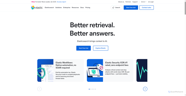 Security scan screenshot of https://elastic.co