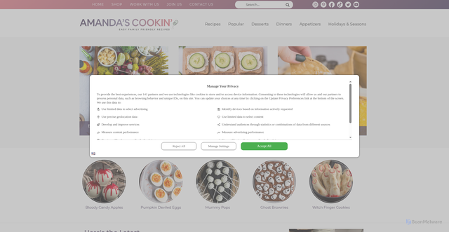 Security scan screenshot of https://amandascookin.com