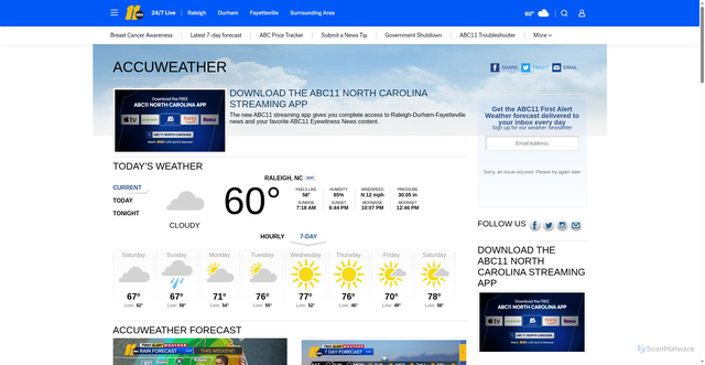 Security scan screenshot of https://abc11.com/weather/