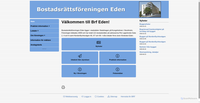 Security scan screenshot of https://brfeden.se