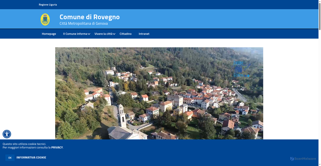 Security scan screenshot of https://www.comune.rovegno.ge.it/hh/index.php