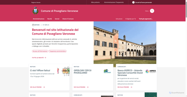 Security scan screenshot of https://www.comune.poveglianoveronese.vr.it