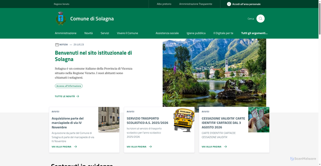 Security scan screenshot of https://www.comune.solagna.vi.it/